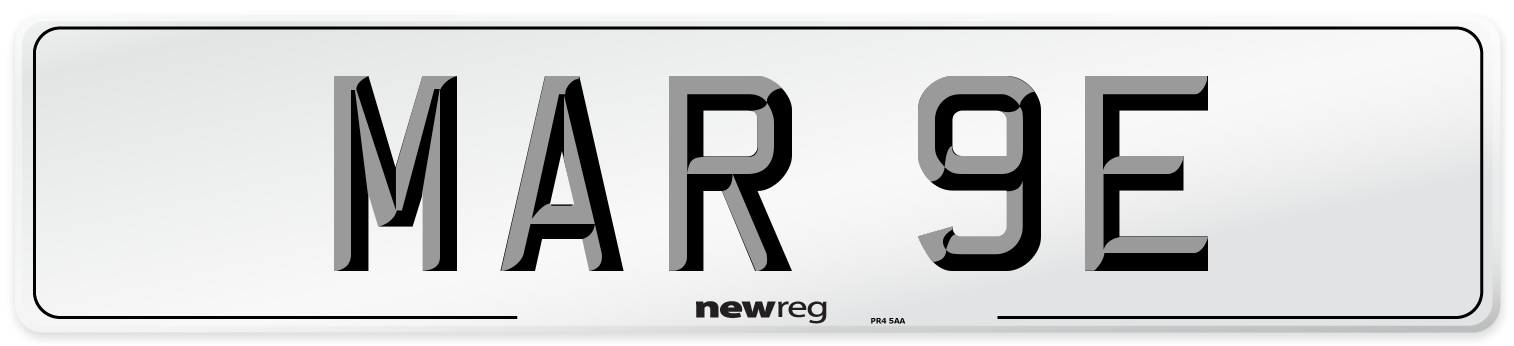 MAR 9E Number Plate from New Reg